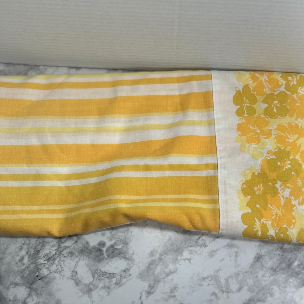 Retro Yellow Striped and Floral Pillowcases